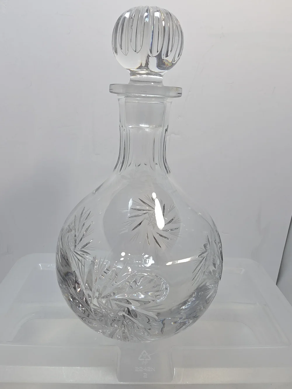 Vintage Cut Crystal Pinwheel Liquor Whiskey Decanter With Stopper 10”